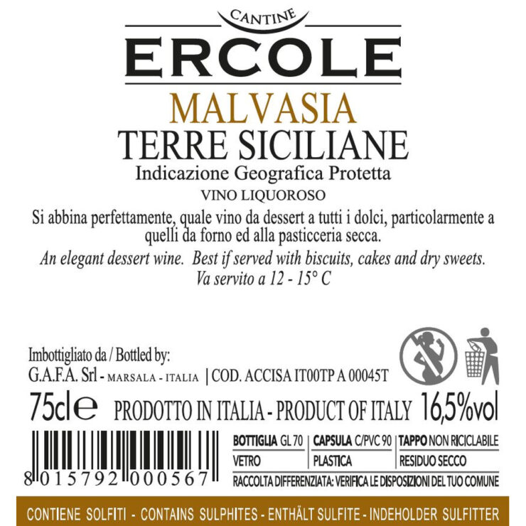 Retro etichette Malvasia - Cantine Ercole
